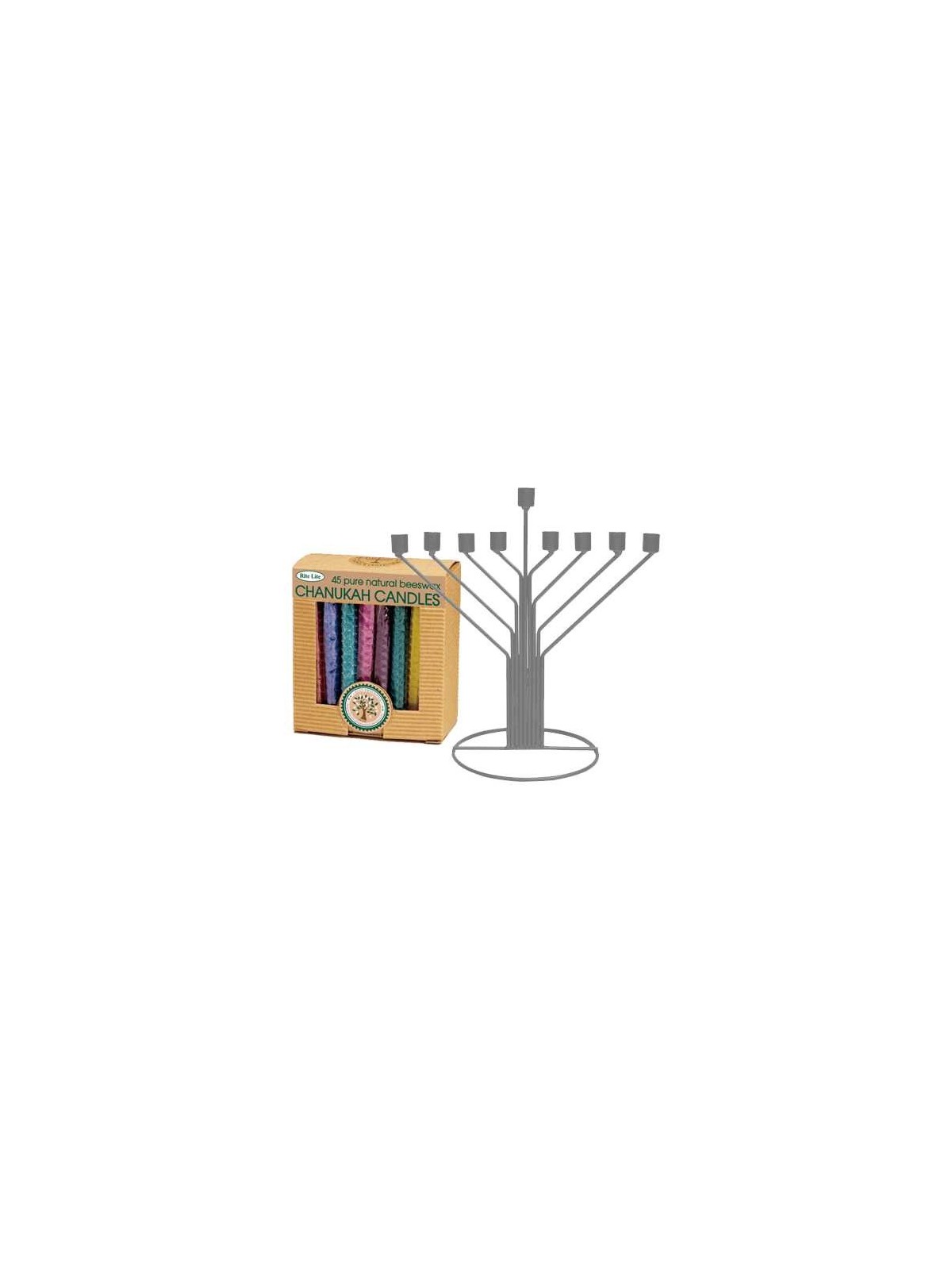 Menorah Rambam en argent avec bougies en cire d'abeille - Super | Hanoukka | judaïque