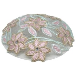 Couvre-chef floral rose brodé pour femmes | Kippas | Judaïca