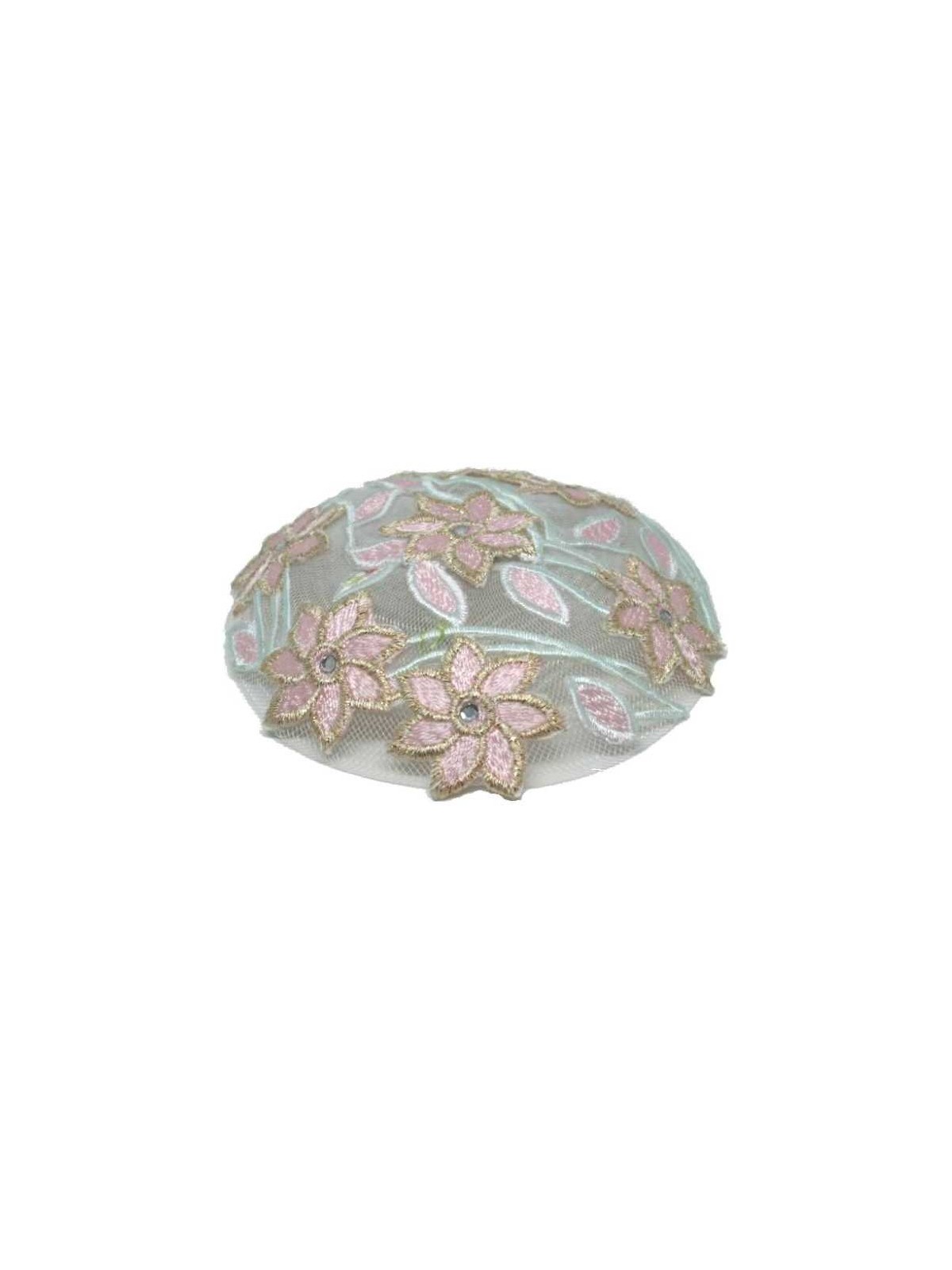 Couvre-chef floral rose brodé pour femmes | Kippas | Judaïca