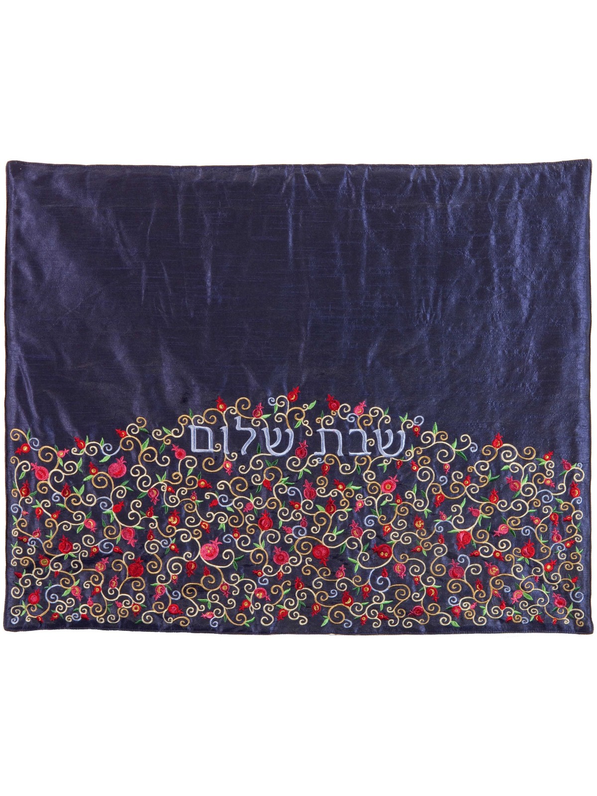 Navy Flowers Plata Cover | All Judaica | Judaica