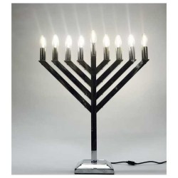 Menorah à écran LED chromé de 18 pouces | Hanoukka | Judaïca