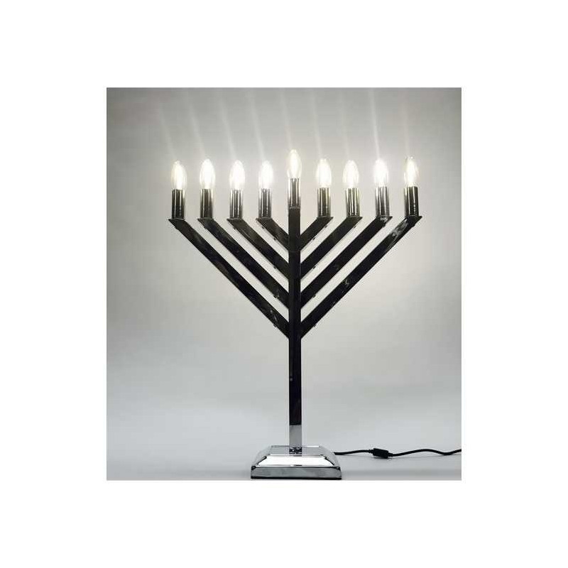 Menorah à écran LED chromé de 18 pouces | Hanoukka | Judaïca
