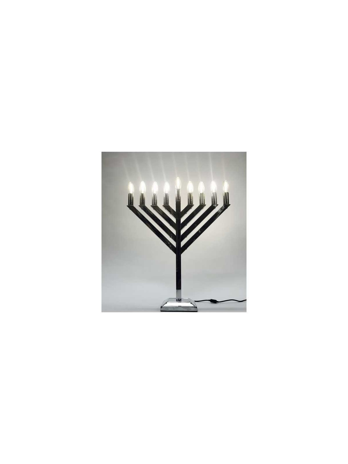 חנוכיית תצוגת כרום LED בגודל 18 אינץ' | חנוכה | יוּדָאִיקָה