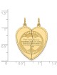 Breloque Mizpah cœur en or jaune 14 carats 2 pièces | Bijoux | Judaïca