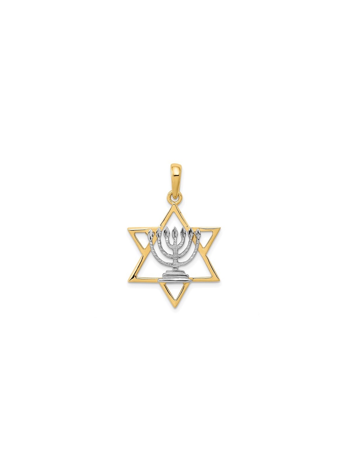 Pendentif étoile de David en or jaune 14 carats avec rhodium | Bijoux | Judaïca