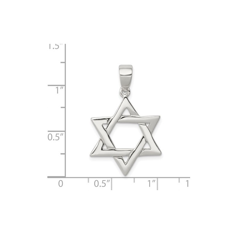 Pendentif étoile de David poli en argent sterling | Bijoux | Judaïca