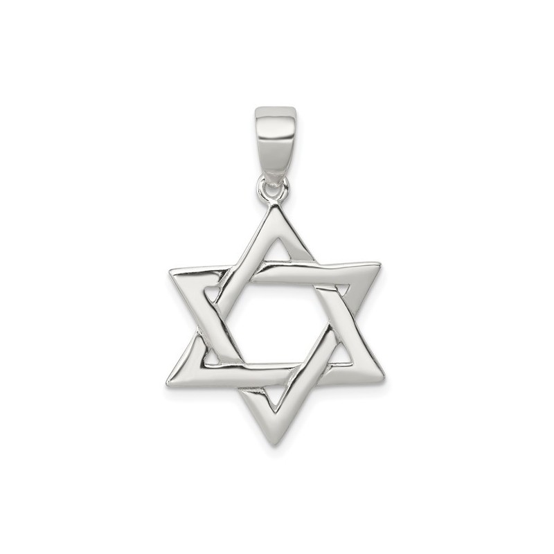 Pendentif étoile de David poli en argent sterling | Bijoux | Judaïca