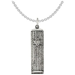 Sterling Silver Antiqued Mezuzah Pendant | Jewelry | Judaica