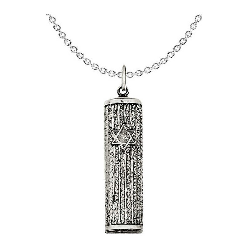 Sterling Silver Antiqued Mezuzah Pendant | Jewelry | Judaica