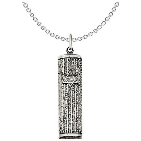 Sterling Silver Antiqued Mezuzah Pendant | Jewelry | Judaica