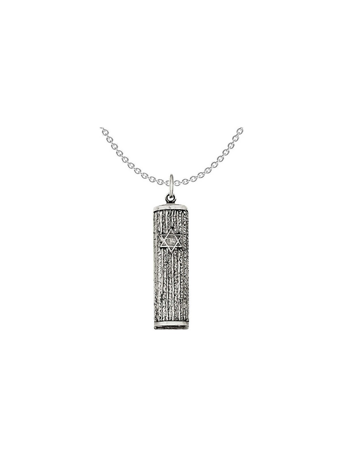 Sterling Silver Antiqued Mezuzah Pendant | Jewelry | Judaica