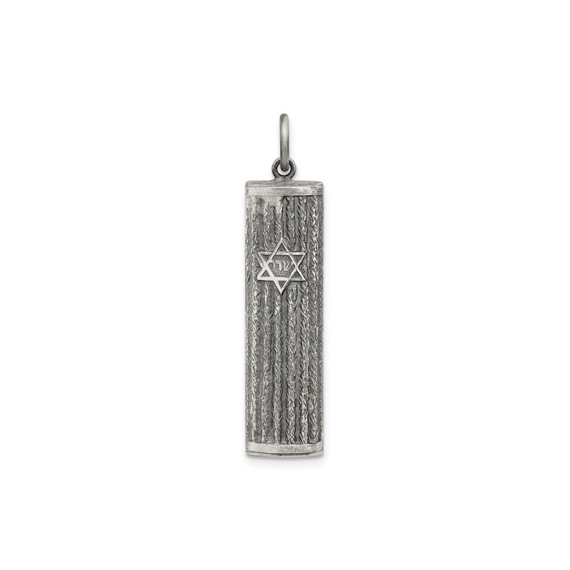 Sterling Silver Antiqued Mezuzah Pendant | Jewelry | Judaica