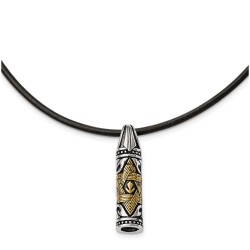 Pendentif Mezouza en acier inoxydable bicolore | Bijoux | Judaïca
