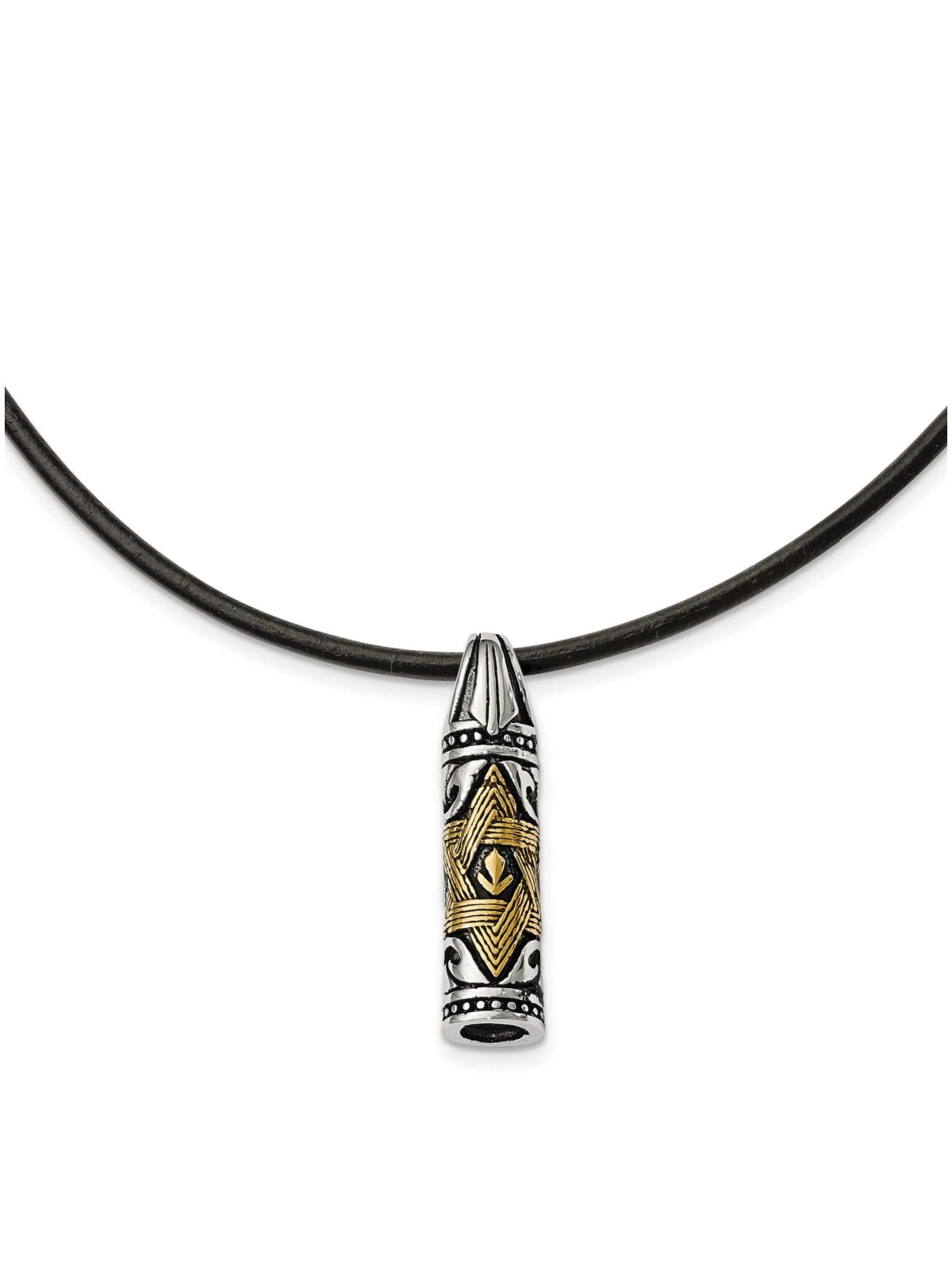 Pendentif Mezouza en acier inoxydable bicolore | Bijoux | Judaïca