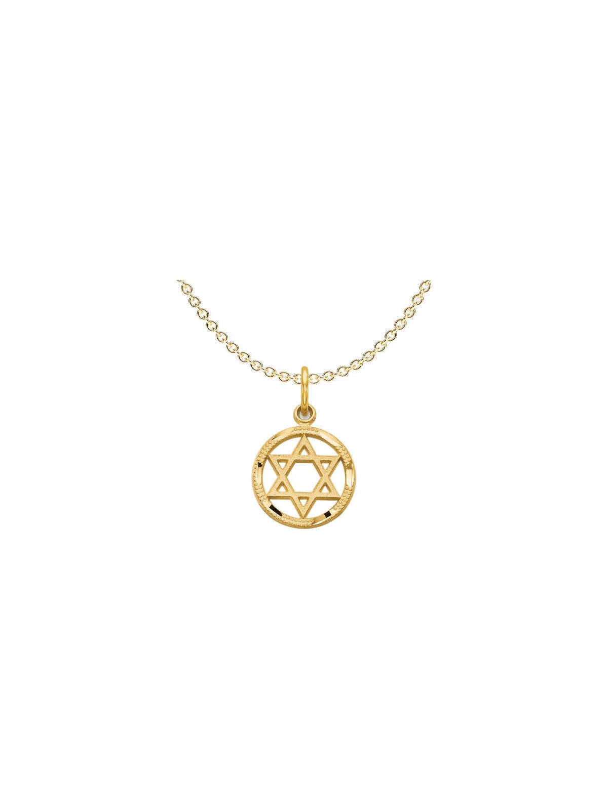 14k Solid Yellow Gold Star of David Circle Pendant | Jewelry | Judaica