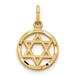 14k Solid Yellow Gold Star of David Circle Pendant | Jewelry | Judaica