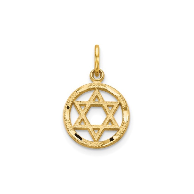 Pendentif cercle étoile de David en or jaune massif 14 carats | Bijoux | Judaïca