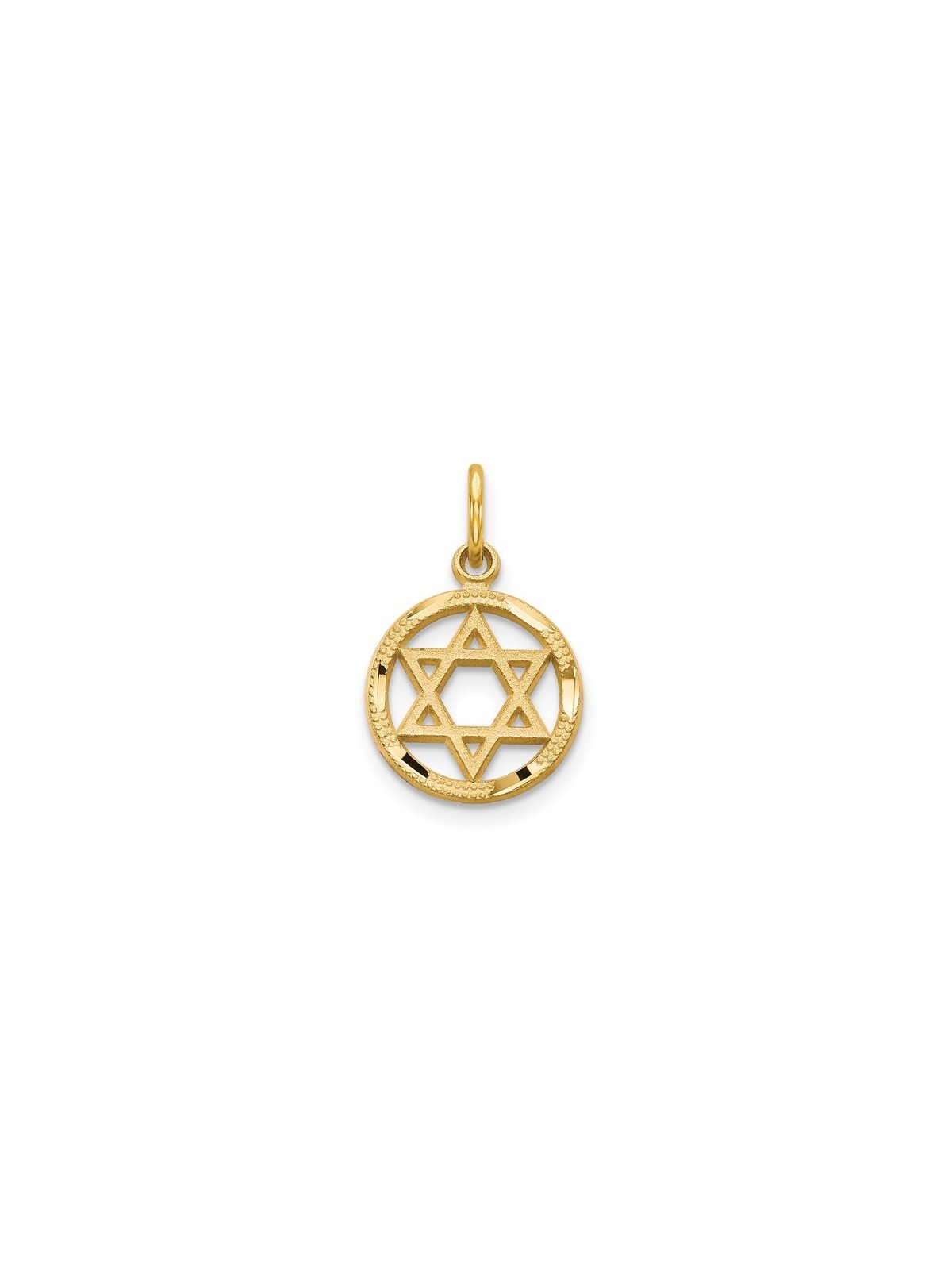 14k Solid Yellow Gold Star of David Circle Pendant | Jewelry | Judaica