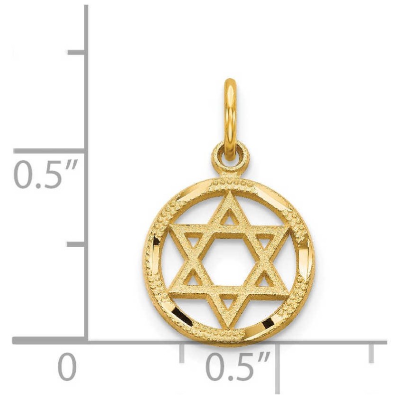 Pendentif cercle étoile de David en or jaune massif 14 carats | Bijoux | Judaïca