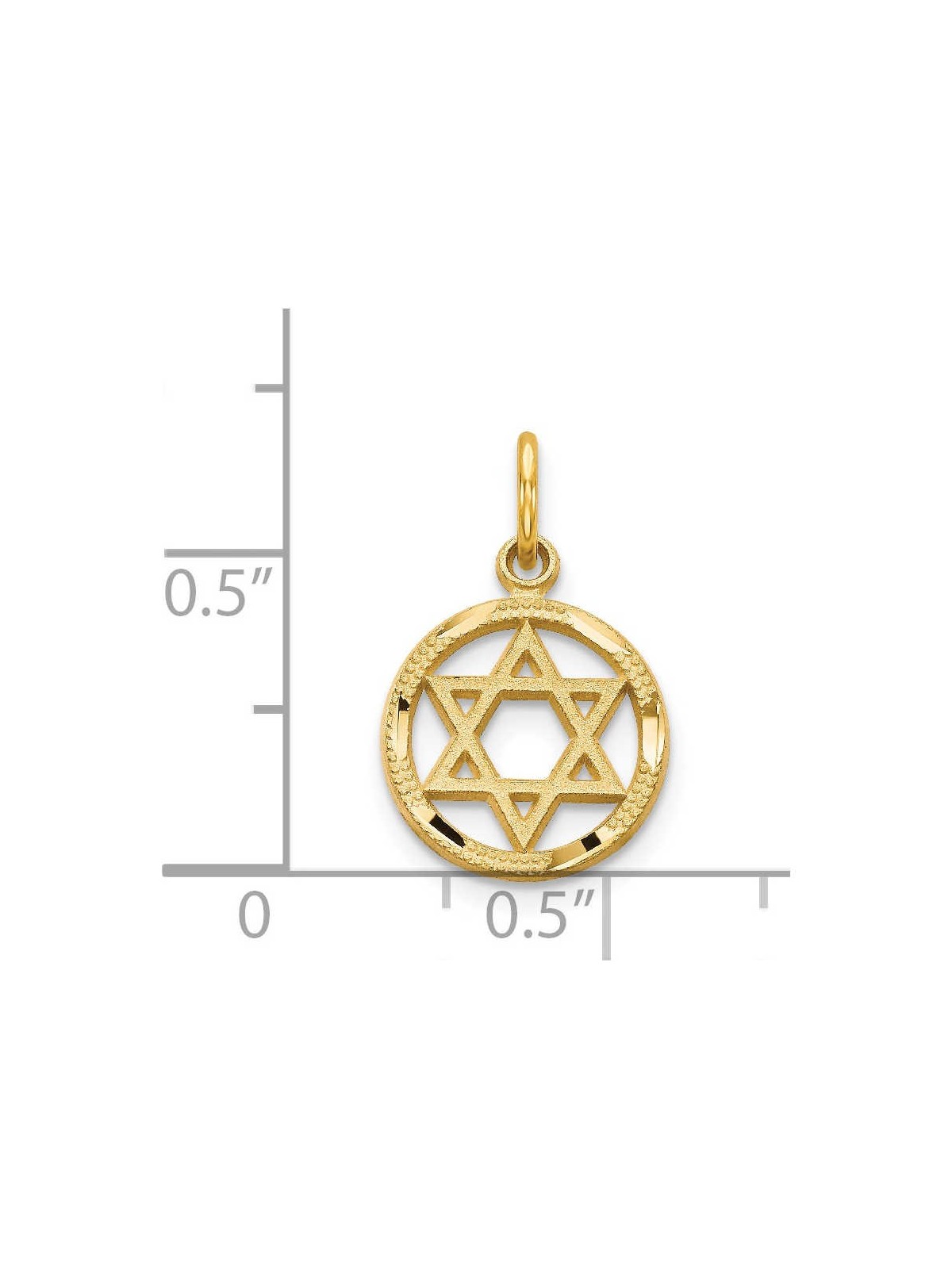 14k Solid Yellow Gold Star of David Circle Pendant | Jewelry | Judaica