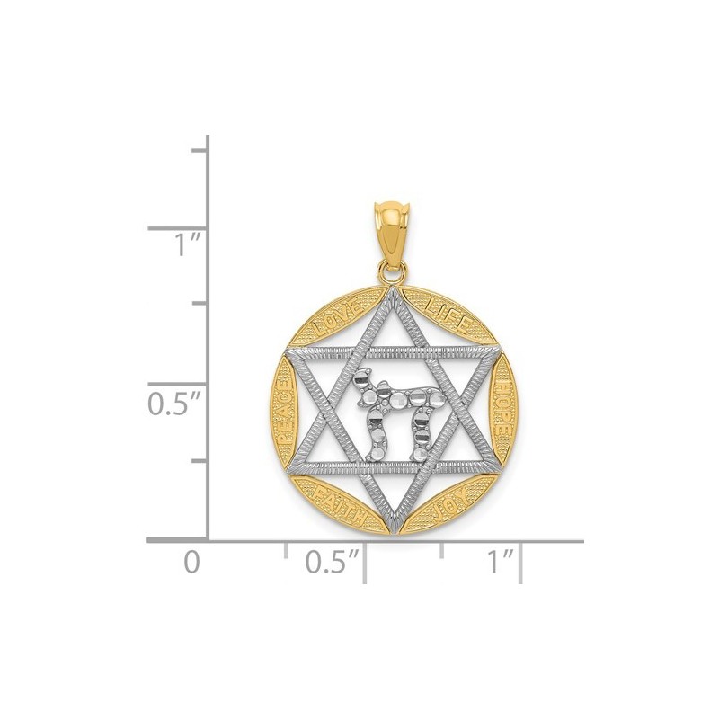 Two-Tone Star of David with Diamond-Cut Chai Circl | Jewelry | Judaica