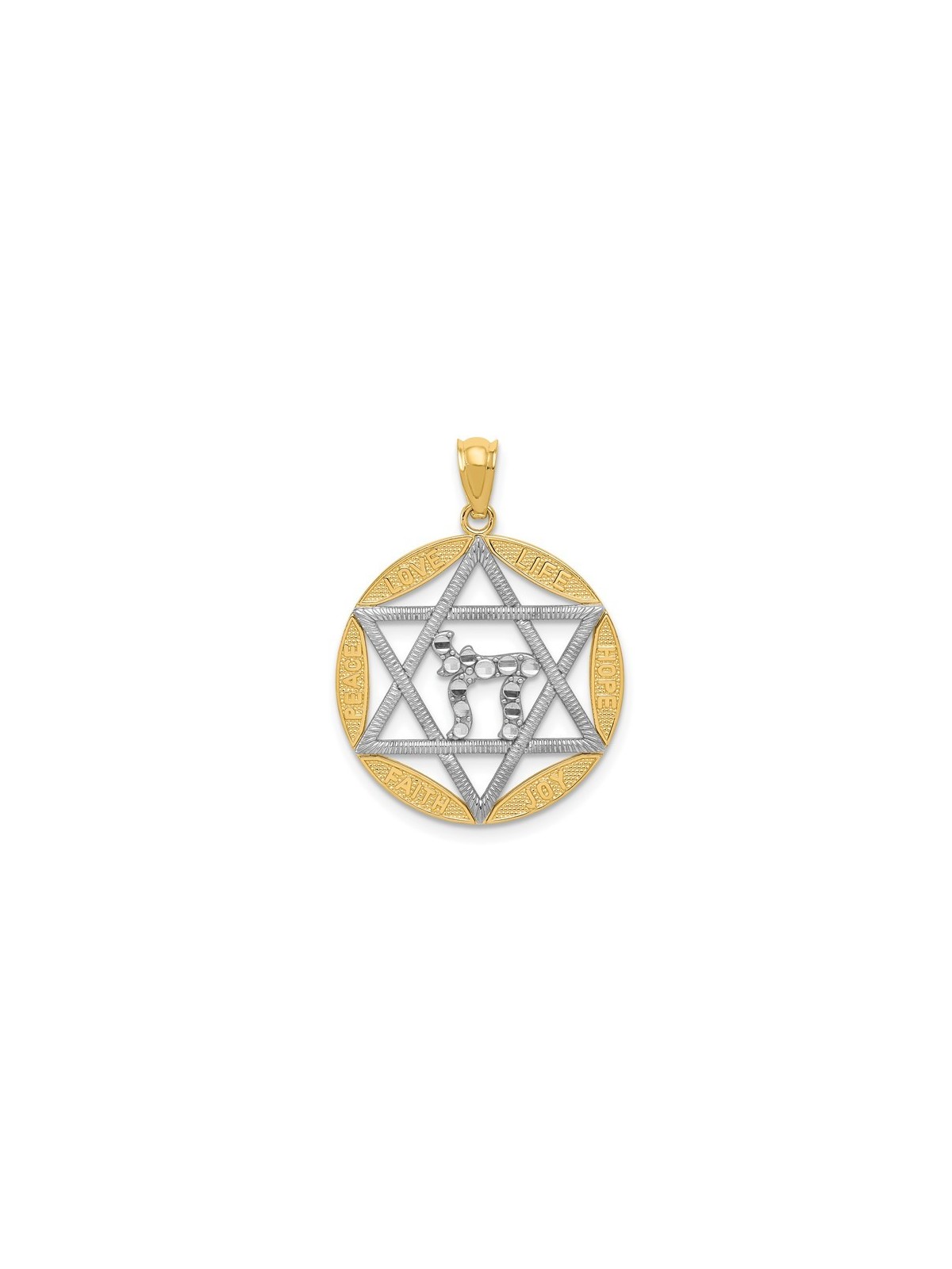Two-Tone Star of David with Diamond-Cut Chai Circl | Jewelry | Judaica