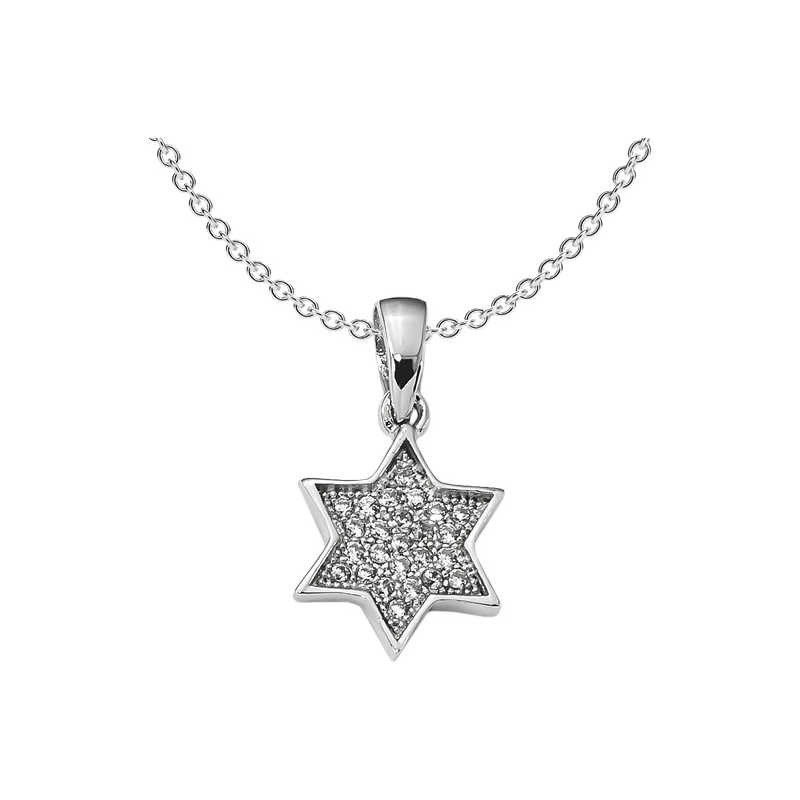 Pendentif étoile de David en argent sterling avec zircone cubique | Bijoux | Judaïca