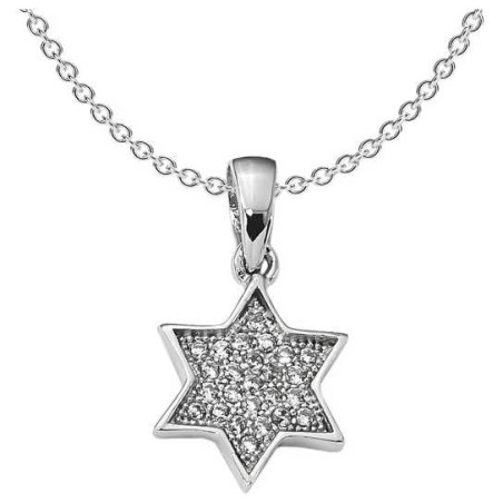 Pendentif étoile de David en argent sterling avec zircone cubique | Bijoux | Judaïca