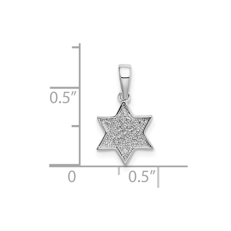 Pendentif étoile de David en argent sterling avec zircone cubique | Bijoux | Judaïca