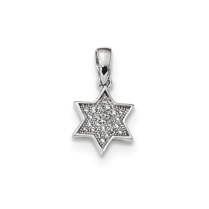Pendentif étoile de David en argent sterling avec zircone cubique | Bijoux | Judaïca