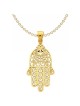 Hamsa P en filigrane en or jaune massif 14 carats taille diamant | Bijoux | Judaïca