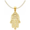 14k Solid Yellow Gold Diamond-Cut Filigree Hamsa P | Jewelry | Judaica