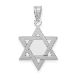 Étoile de David à dos solide en or blanc 14 carats | Bijoux | Judaïca