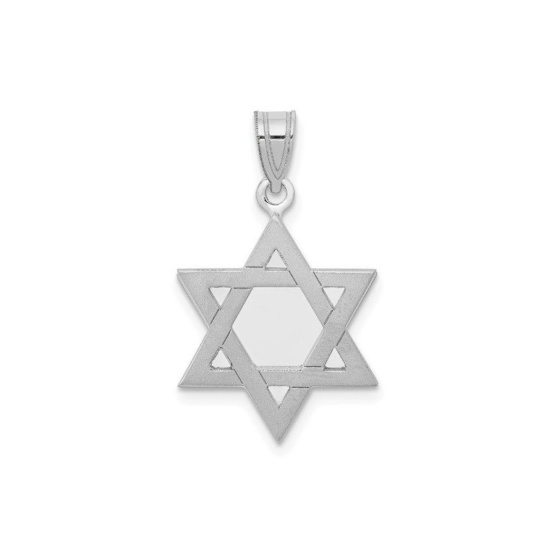 מגן דוד גב זהב לבן 14 קראט | תכשיטים | יוּדָאִיקָה