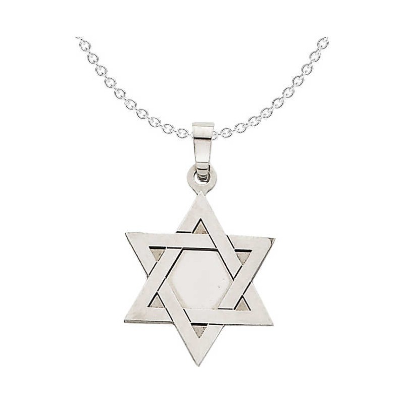 14k White Gold Solid-Back Star of David | Jewelry | Judaica
