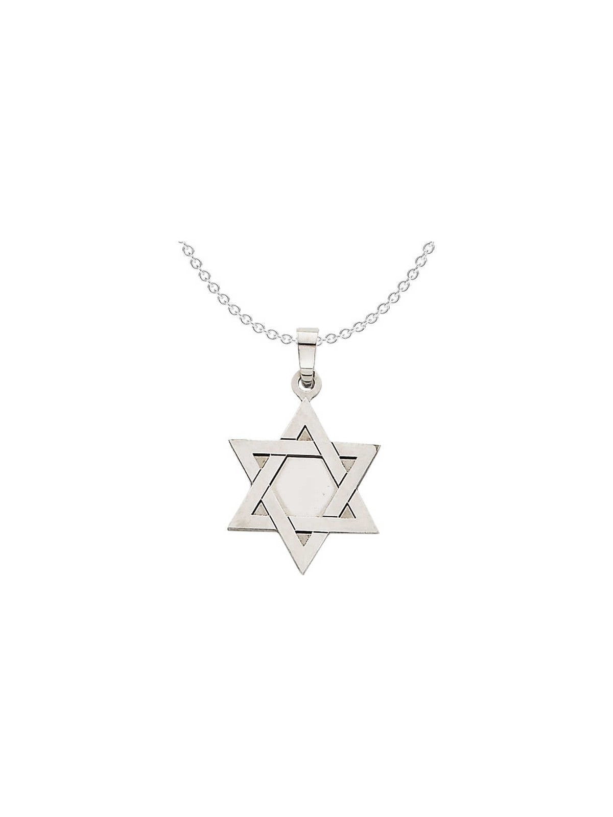 Étoile de David à dos solide en or blanc 14 carats | Bijoux | Judaïca