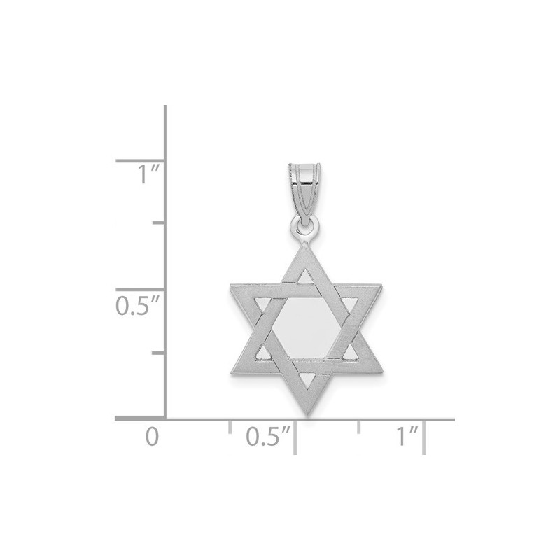 Étoile de David à dos solide en or blanc 14 carats | Bijoux | Judaïca
