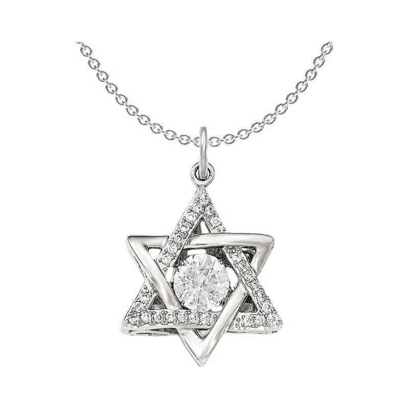 Pendentif étoile de David vibrante en argent sterling CZ | Bijoux | Judaïca