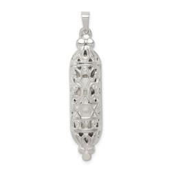 Sterling Silver Fancy Mezuzah Pendant | Jewelry | Judaica