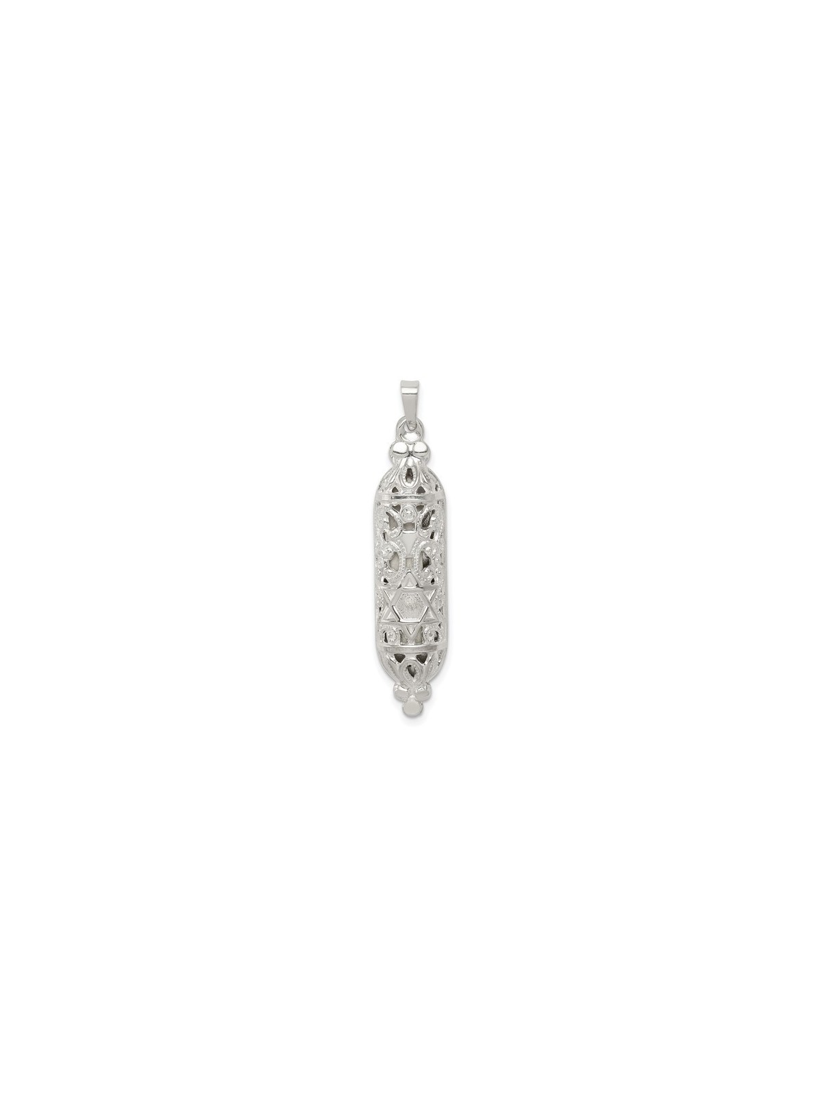 Sterling Silver Fancy Mezuzah Pendant | Jewelry | Judaica