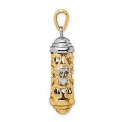 14k Two-Tone Gold Decorative Mezuzah Pendant | Jewelry | Judaica
