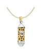 14k Two-Tone Gold Decorative Mezuzah Pendant | Jewelry | Judaica