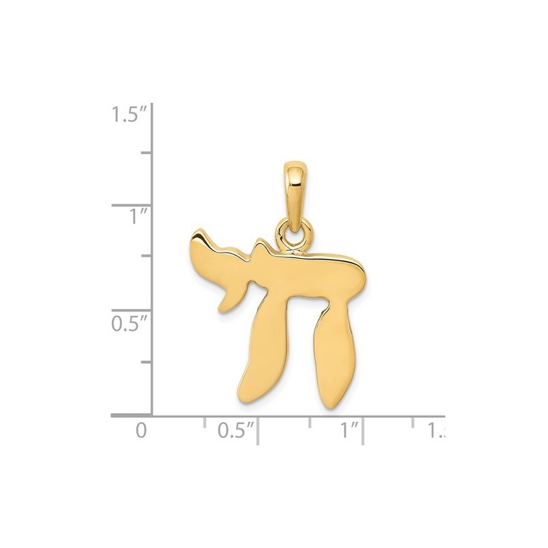 Large 14K Yellow Gold Chai Pendant | Jewelry | Judaica