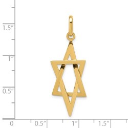 תליון מגן דוד מוארך מזהב צהוב 14 קראט | תכשיטים | יוּדָאִיקָה