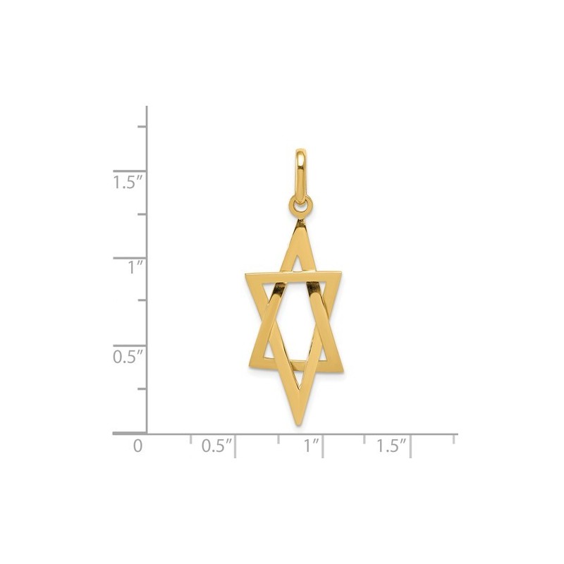 Pendentif étoile de David allongée en or jaune 14 carats | Bijoux | Judaïca