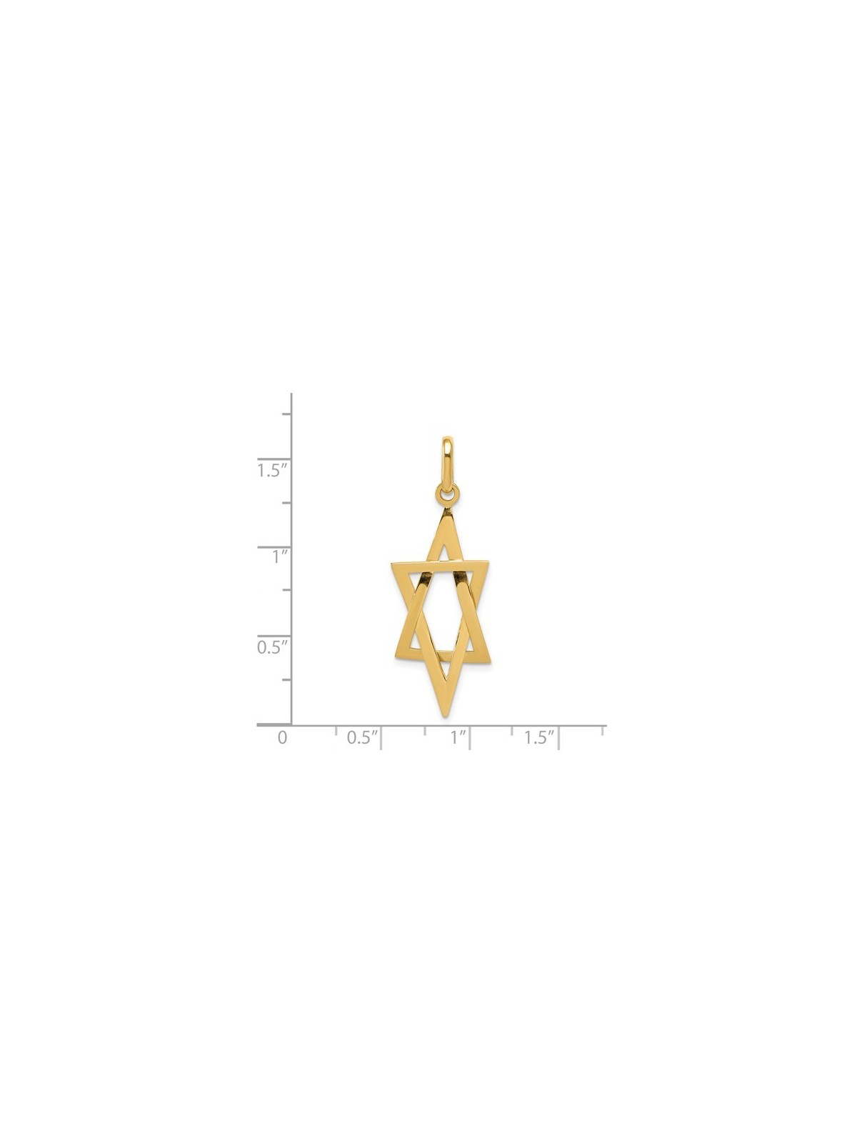 Pendentif étoile de David allongée en or jaune 14 carats | Bijoux | Judaïca