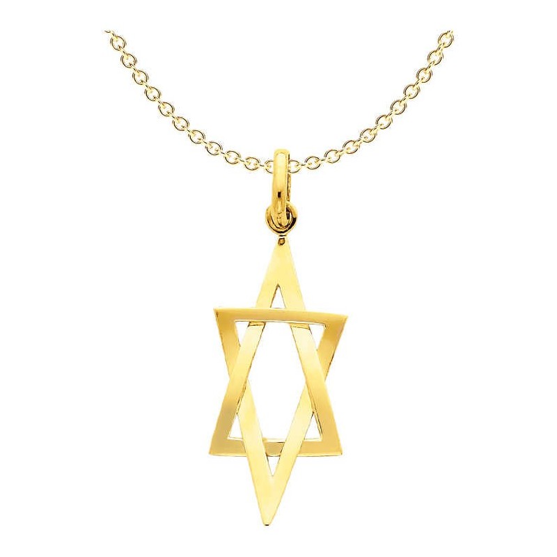 Pendentif étoile de David allongée en or jaune 14 carats | Bijoux | Judaïca