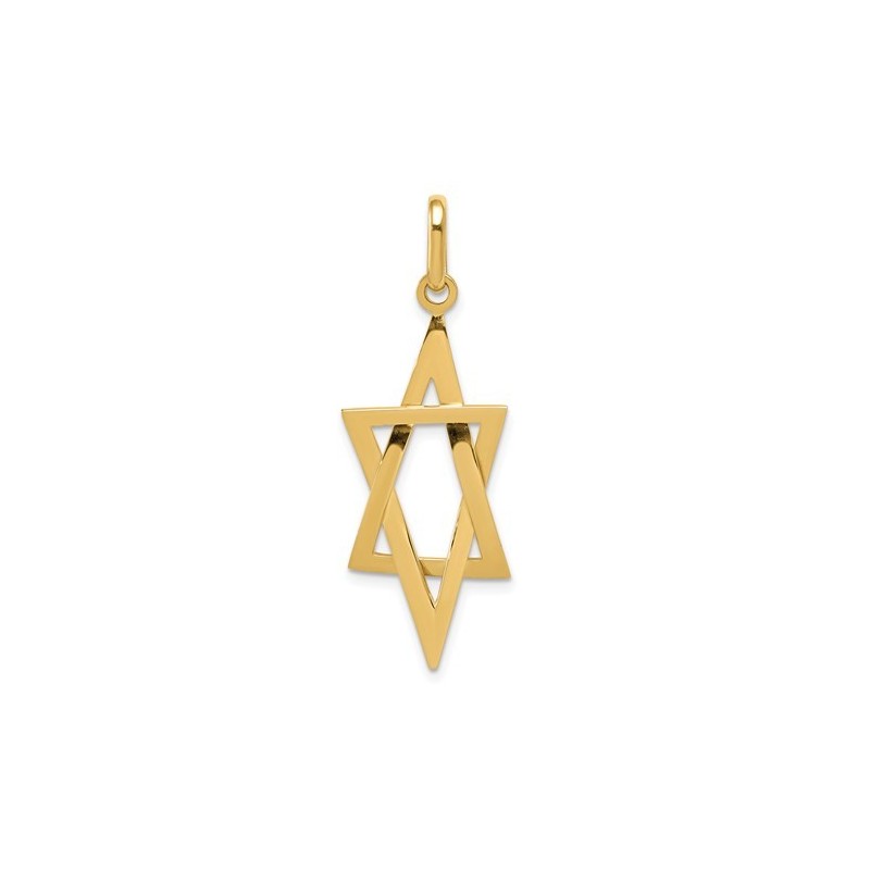 Pendentif étoile de David allongée en or jaune 14 carats | Bijoux | Judaïca