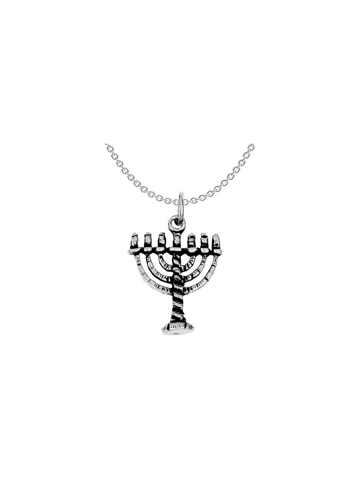 Sterling Silver Ornate Menorah Pendant | Jewelry | Judaica