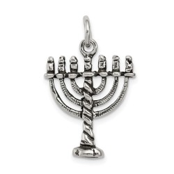 Sterling Silver Ornate Menorah Pendant | Jewelry | Judaica